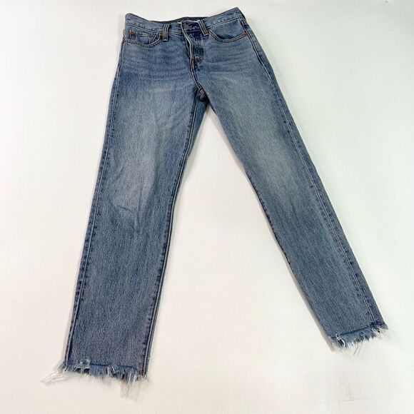 Levi's Premium Skinny Jeans Women's 24 High Rise Wedgie Button Fly Frayed Hem - Picture 1 of 12